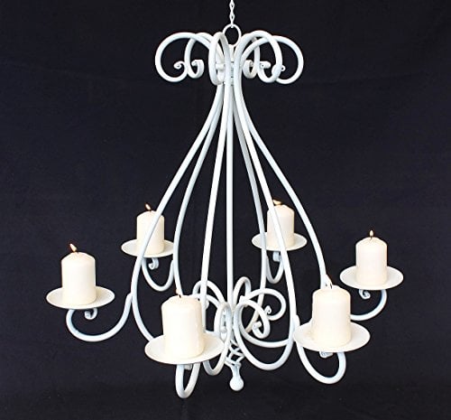 Kronleuchter 95297 Weiß Kerzenhalter H-60cm Kerzenständer Hängeleuchter Metall