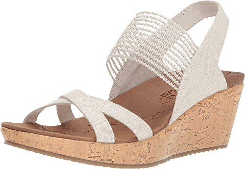 Skechers Femme Beverlee-High Tea Sandales Bout Ouvert, Beige (Natural), 38 EU