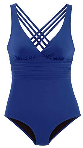 Lascana Damen Badeanzug gekreuzte Träger, Shaping-Einsatz für eine schlanke Figur, softe Microfaser-Qualität für Komfort