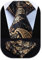 HISDERN Herren Krawatte Blumen Paisley Krawatte & Einstecktuch Set Gold Schwarz