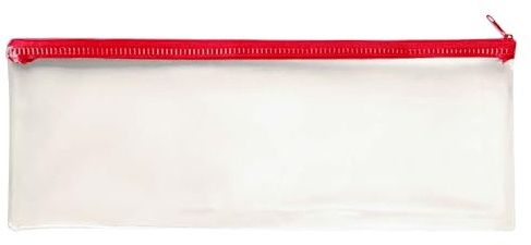 Janrax 13x5 inch Red Zip Clear Exam Pencil Case