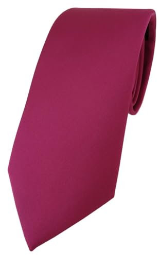 TigerTie Herren Krawatte – Klassische 7,5 cm Krawatte in rosa magenta einfarbigem Design, ideal für Geschäftstermine, festliche Anlässe und die Freizeit