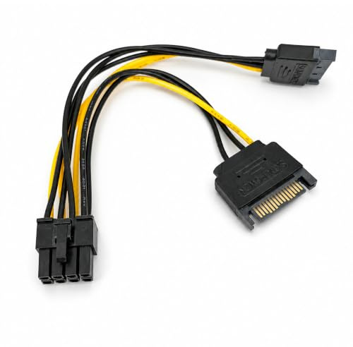 Aukson R37 SATA zu PCI-E Stromkabel, SATA 2X 15pin auf 8pin (6+2) PCI-Express Adapter, Y-Splitter für Grafikkarte, 18 cm