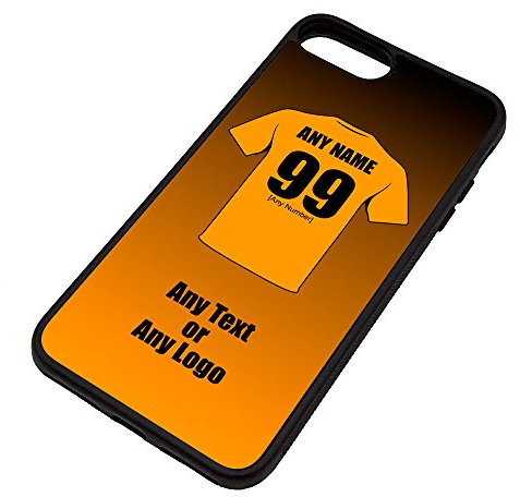 Personalised Gift - Wolverhampton iPhone 7 Plus / 8 Plus Case (Black, Football Club Design Theme) - Any Name/Message on Your Unique - Apple 7+ 7Plus 8+ 8Plus TPU Mobile Cover - Wolves