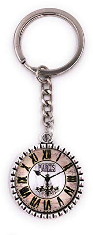 H-Customs Paris Uhr im Kreis Schlüsselanhänger Anhänger aus Metall