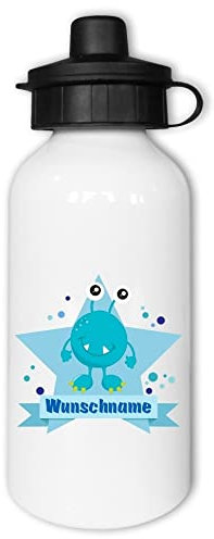 Samunshi® Kinder-Trinkflasche mit lustigem Einhorn und Namen als Motiv für Schule Sport Freizeit personalisierbar Lustiges Monster