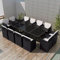 Tidyard 37-teilig Gartengarnitur Set Garten Essgruppe | Polyrattan Gartengruppe Sitzgarnitur | PE-Rattan Gartenmöbel inkl. 1 Tisch mit Glas-Tischplatte, 12 Stühle und 24 Kissen - Schwarz