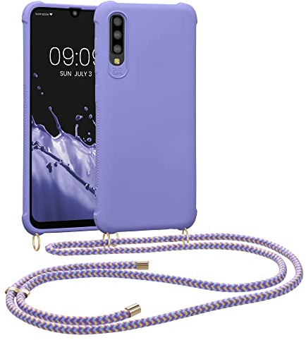 kwmobile Necklace Case kompatibel mit Samsung Galaxy A50 Hülle - Cover mit Kordel zum Umhängen - Silikon Schutzhülle Lavendel