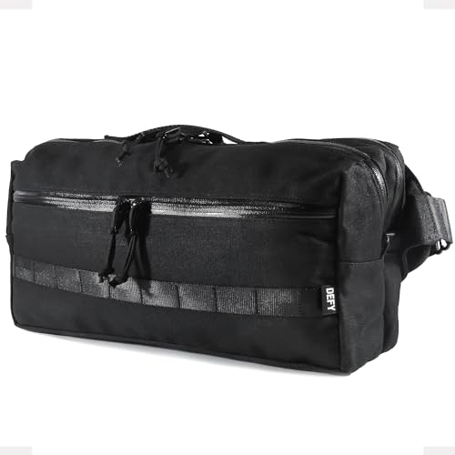 DEFY Insidious Sling,TexWax Canvas Crossbody Sling Bag,Herren Schultertasche mit 13 Zoll Laptop-/Tablet-Hülle,wasserabweisende Reise- und Pendlertasche (schwarz)