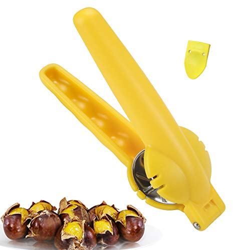 MSY BIGSUNNY Taglierina per maroni per castagne, schiaccianoci e nocciole, maronize, maronize, taglierina per castagne, tagliaroci (giallo)