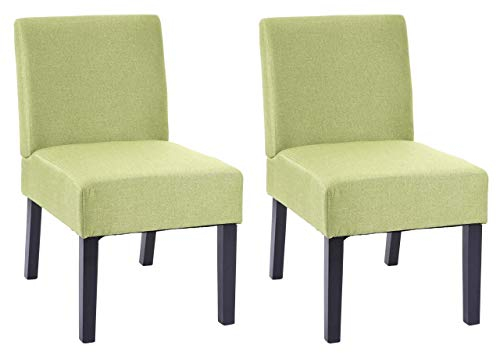 Mendler 2er-Set Esszimmerstuhl HWC-F61, Stuhl Lounge-Stuhl, Stoff/Textil - grün