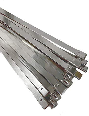 Premium Stainless Steel Cable Ties, SS304 Stainless Steel Zip Ties, Metal Cable Ties, Exhaust Wrap Self Locking Cable Zip Ties, Marine Grade Metal Tie Wraps (20, 7.9x300mm)