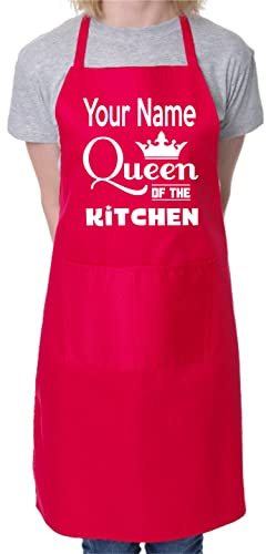 Print4U Queen Of The Kitchen Put Your Name Here Personalised Chef BBQ Apron