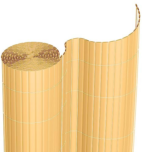 Vingo Brise-vue en PVC résistant aux intempéries pour jardin, terrasse, bambou, marron, vert 180x400cm bambou