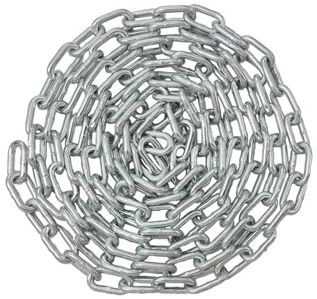 3/16-IN X 10-FT Proof Coil Chain, Bright Zinc Plated, Safe Working Load 800lbs, Mild Link Chain, Made in USA