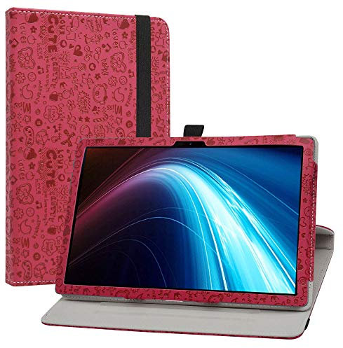 LiuShan Rotary Funda para TECLAST P20HD Caso/Winnovo P20 Caso, Folio Soporte PU Cuero con Funda Caso para 10.1 TECLAST M40 /M40 Pro /M40se / Blackview Tab 8/Tab 8E / AOYODKG A39,Magenta