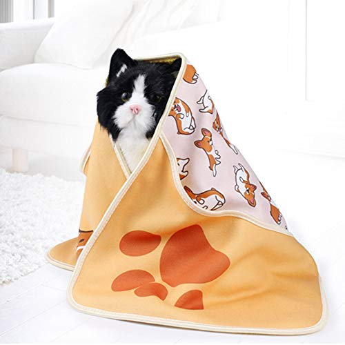 Serviette absorbante pour animal domestique - Gant de toilette mignon - En fibre douce - Coloré - Pour chat et chien