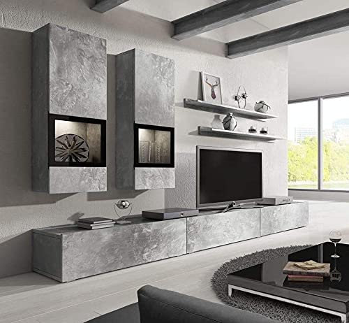 Arthauss Baros 10 Entertainment Unit in Concrete Grey - Modern Scandinavian Style Living Room TV Unit - Perfect for Minimalist Home Decor