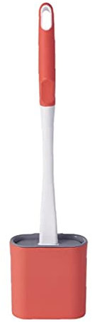Brosse de toilettes, toilettes silicone bol balai, profond avec poignée antidérapant, souple en silicone Pinceau Soies toilettes, rouge