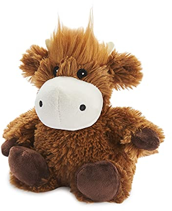 Warmies Highland Cow Mikrowellengeeigneter, gewichteter Teddybär für Angst und Entspannung, leicht duftend nach französischem Lavendel, heißes oder kaltes Plüsch-Kuscheltier, Junior-Größe