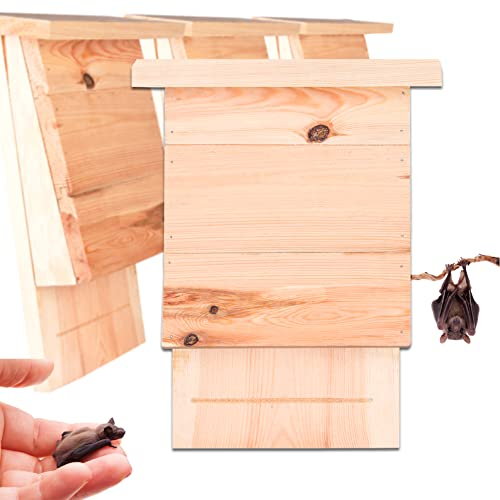 BigDean 4er Set Großer Fledermauskasten aus Massivholz - Fledermaus Nistkasten - Handmade in Europe - Fledermaushaus fertig montiert