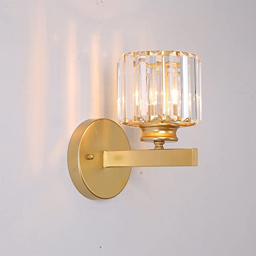 Mengjay Kristall Glas Wandlampe Wohnzimmer Gang Nachttischlampe Schlafzimmer Kreative E27 Wandleuchten Innen Licht Luxuriöser Flur Wandlampe Persönlichkeit Treppenhaus WandBeleuchtung (Gold)