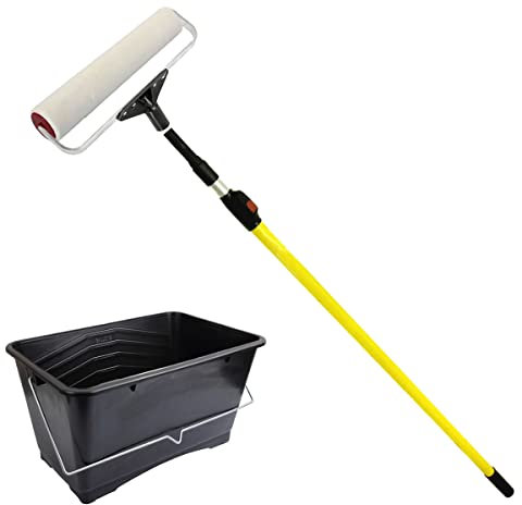 Rhino 12 Double Arm Gloss Mohair Paint Roller Frame, Extension Pole, Scuttle