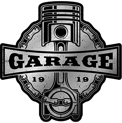 Samunshi Garage Kolben Aufkleber Autoaufkleber für Motorrad Fahrrad Roller oder Auto Sticker Chopper Hot Rod Bopper Enduro Motocross Rockabilly Vinta (10x10cm Garage Kolben)