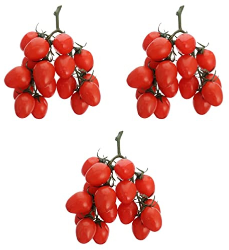 YARNOW 9 Bunches Realistic Artificial Cherry Tomatoes, Fake Fruit for Kitchen Home Decor, Food Photography Props, Lifelike Vine Set