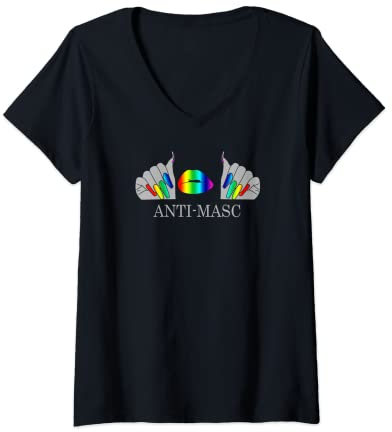 Damen Funny Gay Anti-Masc Lippen und Nägel LGBTQ+ Pride Month T-Shirt mit V-Ausschnitt