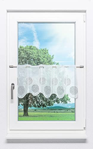 LYSEL Scheibengardine Kringel Muster (Bx H) 96cm * 30cm Braun/grau-braun