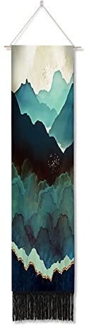 Ricemru Berglandschaft Wandteppich Schmal Lang Berge Wandbehang Berggipfel Bergsee Wandtuch Natur Landschaft Wanddeko Tapestry Wandkunst Deko