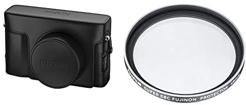 FUJIFILM LC-X100V Noir - Etui Cuir & PRF-49S - Filtre de Protection 49 mm Silver