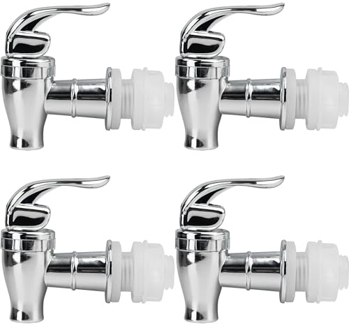 4 piezas de repuesto para dispensador de bebidas, grifo de plástico para dispensador de bebidas, juego de cinta de grifo para exteriores (estilo de empuje, plateado)