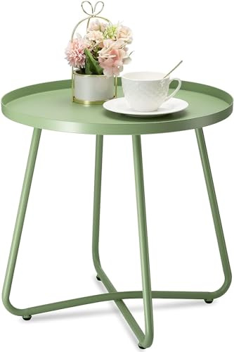 danpinera Outdoor Side Table, balkontisch mit rutschfesten Kanten, gartentisch klein, beistelltisch Outdoor für Terrasse, Hof, Balkon, Garten, wetterfestes Material, Grün