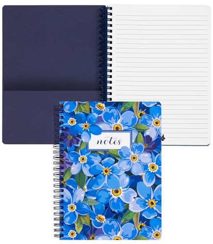 Steel Mill & Co 8.25 x 6.25 Spiral Notebook with 160 Pages, Forget Me Nots | 8.25 x 6.25 Mini Journal with Durable Hardcover, 160 Lined Perforated Pages, Rounded Corners, and Pocket Page