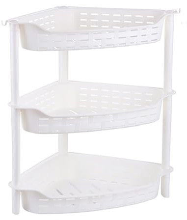 Organisateur de douche d'angle sur pied, rangement de salle de bain, organisateur amovible multifonctionnel de cuisine/chambre/salon, organisateur de salle de bain de cuisine (Blanc, 3 couchesPetit)