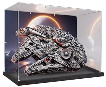 BoHeart Acryl-Vitrine für Lego 75192 für Millenn/ium Fal/con Baustein-Modell, staubdichte Displaybox, Größe: 88 x 39 x 58 cm (Modell nicht im Lieferumfang enthalten) (Diagonale Platzierung –