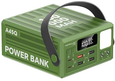 100000mAh Schnellladen Power Bank, 22.5W stark von Ladegerät Konfulon (USB C, A, DC Input & Output), PD3.0 QC4.0 Energiebank mit LED Display