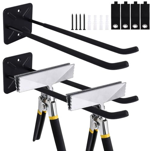 LDXDRU 2 Pack 30cm / 12 Inch Ladder Hooks, 30kg / 66lb Heavy Duty Garage Hooks, Wall Mounted Shed Hook Tool Hook Garage Storage Utility Hooks for Hanging Tire Chair Ladder
