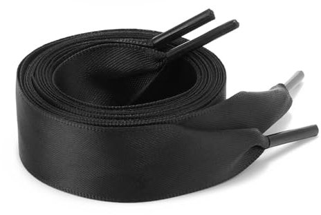 ZOUIQSS Lacci per scarpe in nastro di raso 1 paia Lacci piatti per donne e ragazze, lacci di ricambio per scarpe da ginnastica Stivali da ginnastica Scarpe sportive(55,1(140 cm) Nero)