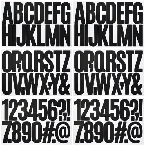 96 Stücke Buchstaben Aufkleber,6 Blätter Selbstklebendes Vinyl Buchstaben Zahlen Kit für Postfach,Schilder,Adressnummer,Scrapbook, DIY und Basteln, Klebebuchstaben Wetterfest - Schwarz