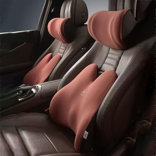 Auto Nackenkissen für Audi A6 allroad,Memory Foam Kopfstütze Auto für Kinder Erwachsene Hals Rest Kissen für Autositz Nackenstütze Travel Sleep Seitenkissen Auto Accessories,Pink-Two Sets