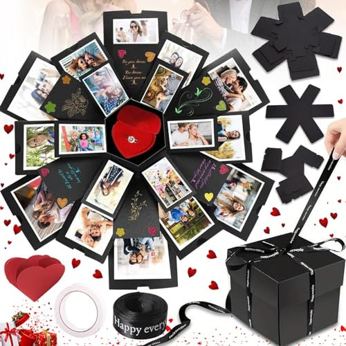 Srup Explosionsbox, Fotobox Geschenk, Geschenkbox DIY Explosionsbox, DIY Fotoalbum Explosion Box, Fotobox Geschenk Box zum Geburtstag, DIY Geschenk Scrapbook und Foto-Album Geschenkbox