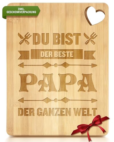Vatertagsgeschenk für Papa, Geschenke für Papa, Bambus Schneidebrett Papa Geschenk zum Geburtstag Vatertag bester Papa Vater Geschenke von Tochter Sohn, Schneidebrett Holz Gravur Küchenbrett Brotbrett