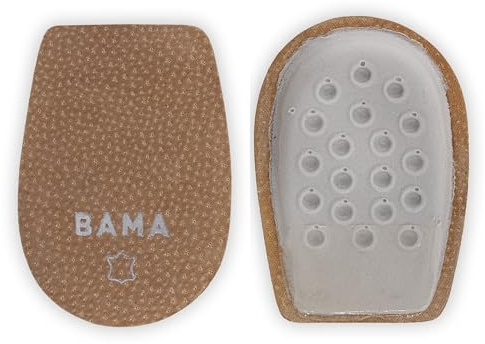 Bama Soft Heel Leather Insoles - Self-Adhesive Heel Cushions for Extra Shock Absorption & Height Adjustment - Plant-Tanned Leather with Latex Padding - 1 Pair - 38/40 EUR, UK 5/7