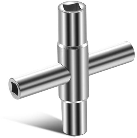 Clé multifonction 4 voies, clé carrée pour robinet 8 mm et 7 mm, clé croisée multifonctionnelle, clé de purge de chauffage pour radiateurs, clé de purge de chauffage, clé à 4 pans