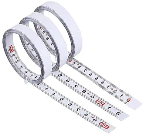 3 x Self-Adhesive Tape Measure Mitre Saw Tape, Self-Adhesive Back (1 m), Right to Left, Left to Right, Centre to Both Sides, for Workbenches, Tables (Model 1)