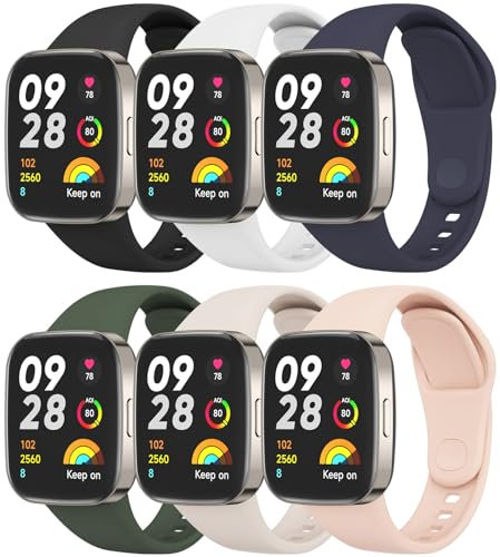 Meliya 6 Piezas Correas Solo para Redmi Watch 3 Correas,Silicona Pulseras de Repuesto para Xiaomi Redmi Watch 3 Mujer Hombre