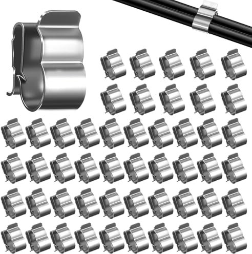 Solarmodul Kabelclips, 50 Stück PV Solar Kabel Kabelbinder Edelstahl Kabelklemmen Befestigung Solarmodul für Laptop Ethernet Kabel Büro, 2 * 2 (A 2)